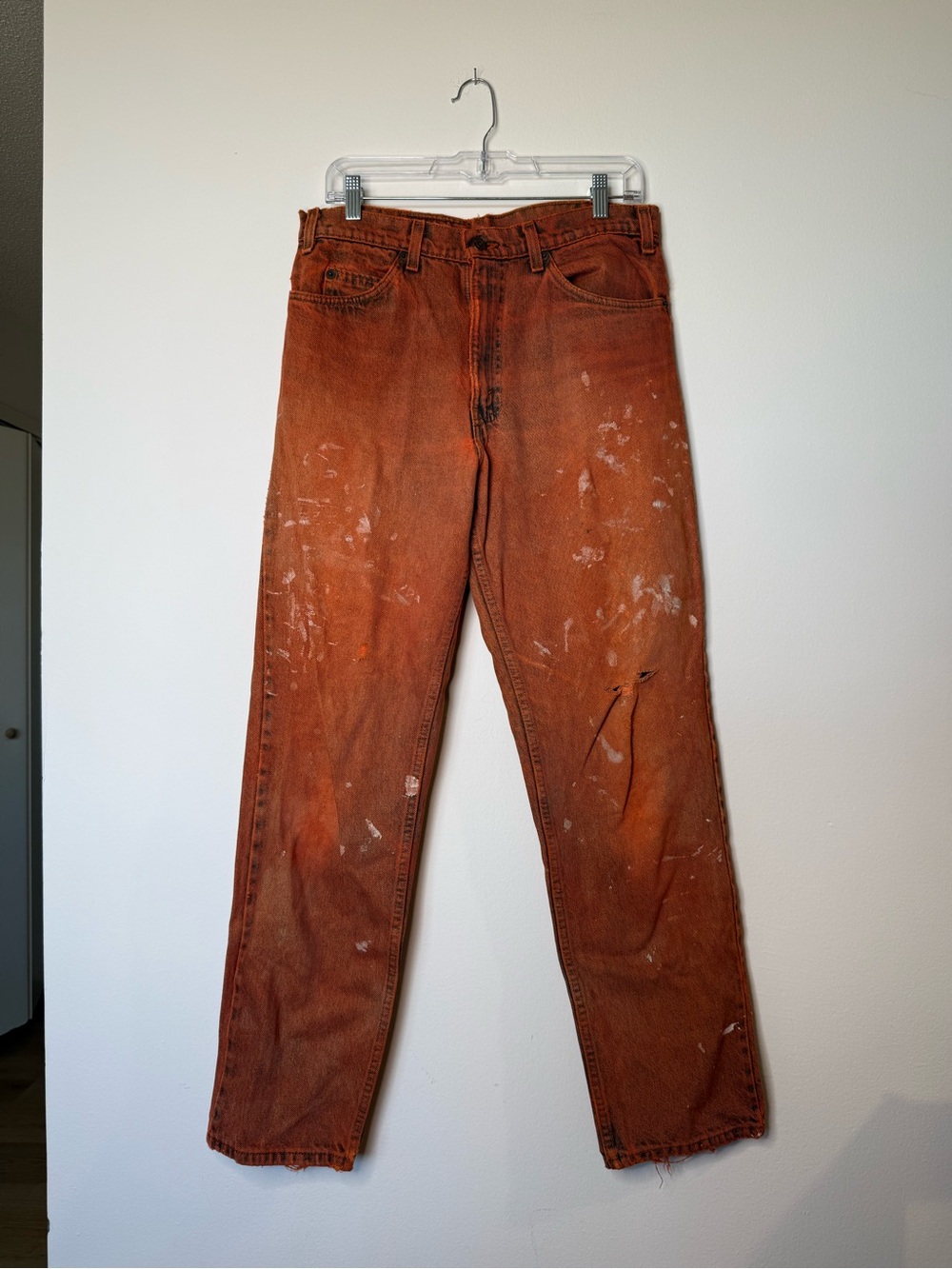 Rust Orange Levi’s Workwear Jeans with Paint Splatter